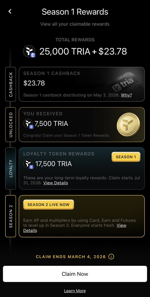 🎈7,500 Tria 전부 스테이킹 (9/30 해제 가능)
🔸로열티 물량 17,500 Tria 는 7/31 언락
🔹레기온 세일 물량도 클레임하면 전부 스테이킹 박을 예정

💵현재 가격 $0.0185

#Tria $Tria <a href="/useTria/">Tria</a>