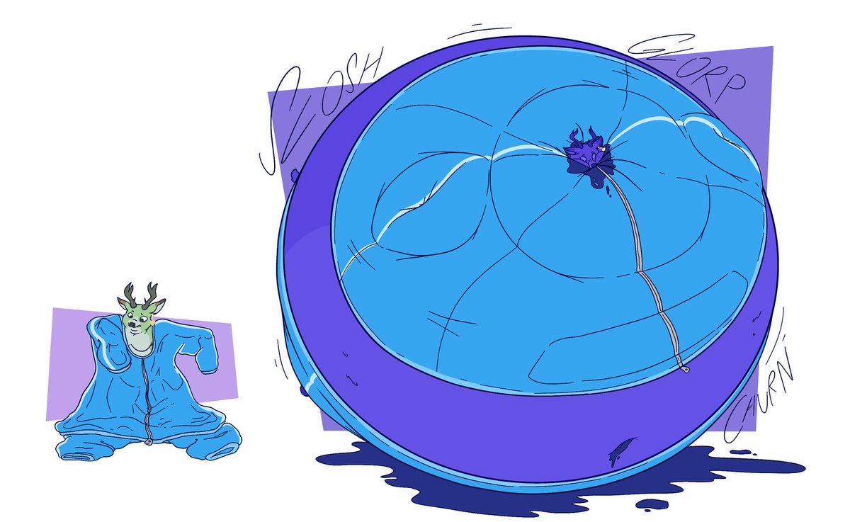 APuffButt's tweet photo. When Kyrin said he needed to get some bigger clothes, he didn't mean THIS big! How was he meant to do anything in this?

Well, ya know what they say, you just have to grow into it.

Though, you may grow a little too into it.

These pieces where from a YCH I got from @stroobcow! https://t.co/516FFAowso