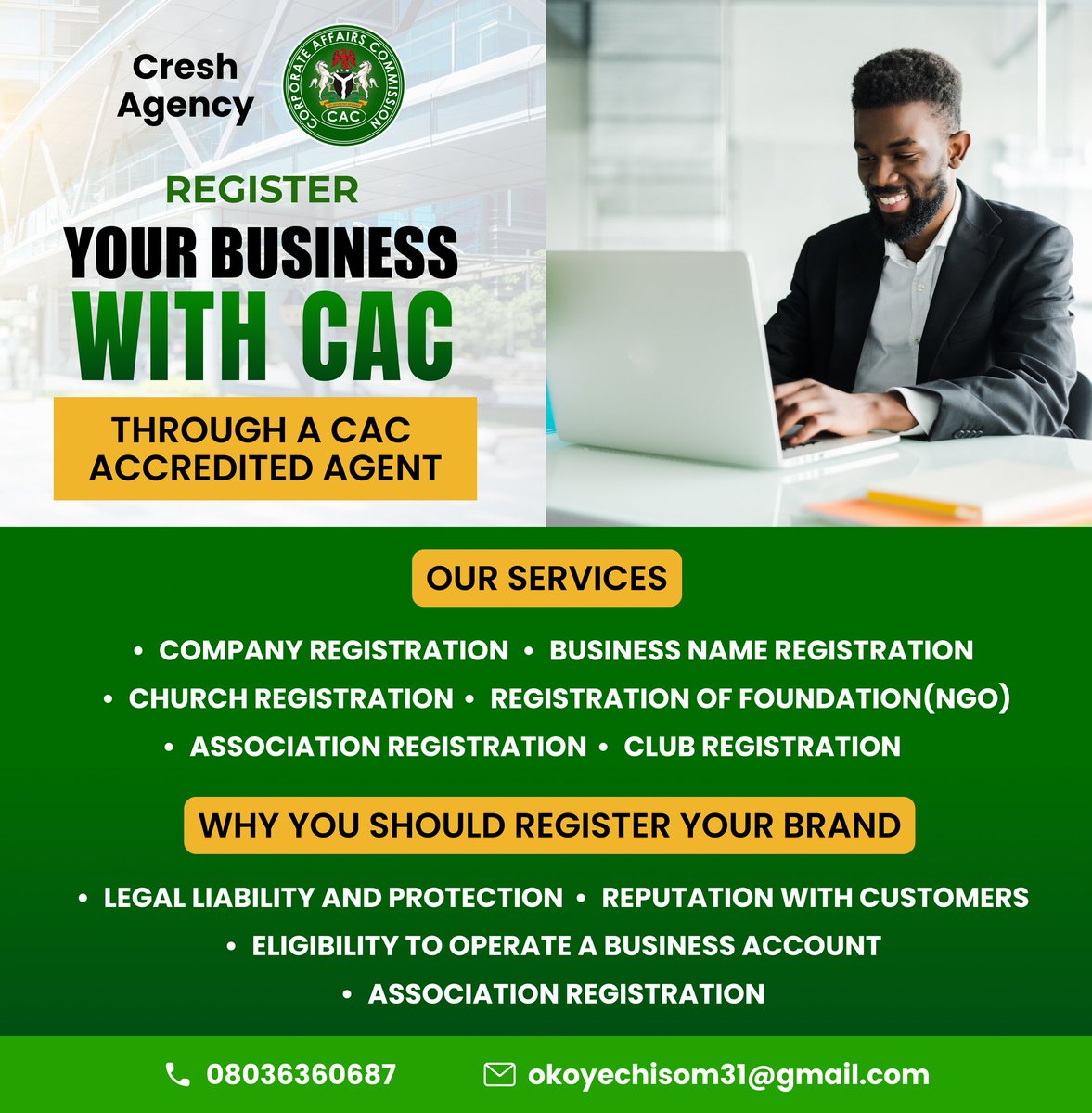 itzcresh's tweet photo. Register your business the right way ✅
CAC • TaxProMax • Tax-ID (TIN) • SCUML
Trademark • NAFDAC • NGO/Church Registration
Fast. Reliable. Professional.
📞 08036360687
#CAC #NigeriaBusiness #Trademark https://t.co/uvJxQDxcXt