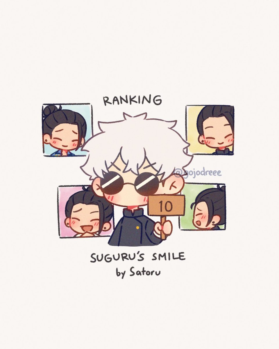 gojodreee's tweet image. Ranking Suguru and his many smiles! (ft. Satoru) 🏅
(1/4)
#satosugu #五夏