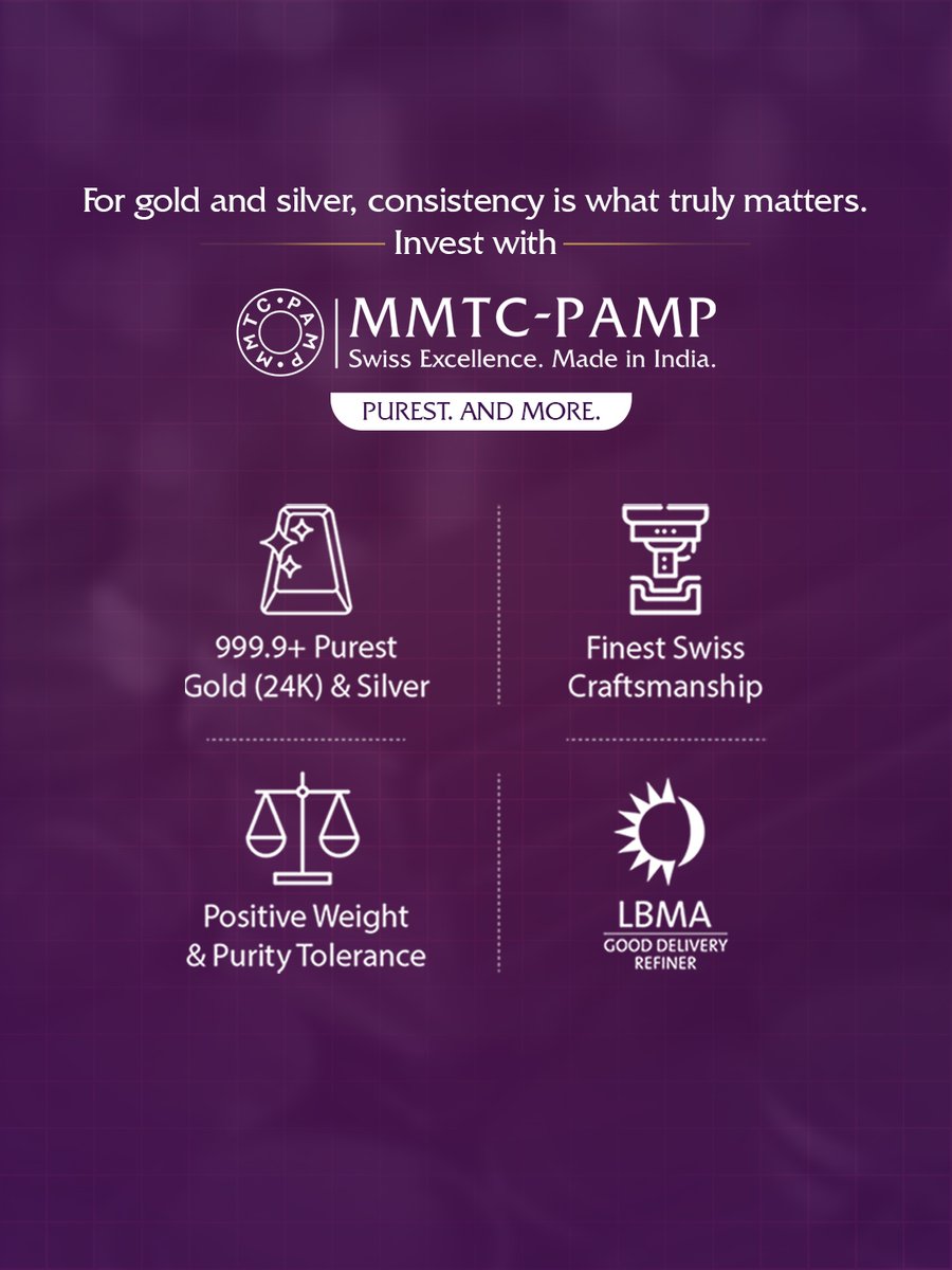 In a world of change, consistency counts. Budget 2026 keeps bullion stable, while silver continues to power industries of the future. Invest with MMTC-PAMP, Swiss Excellence, made in India.

#MMTCPAMP #LBMA #PurestAndMore #PurestGold #PurestSilver #UnionBudget #Budget2026