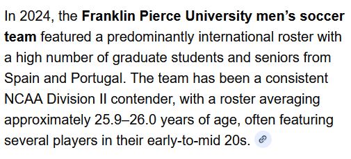 bruceBOS's tweet photo. @mikerodak Men's college soccer shows where this can go. Different sport, different balance of skill in US vs int'l - but expect trends in the same direction. 73% of the starters in the D1 soccer final were international. Average age of the D2 champion was 26. NCAA rules need changes. https://t.co/H0nEENcc4f