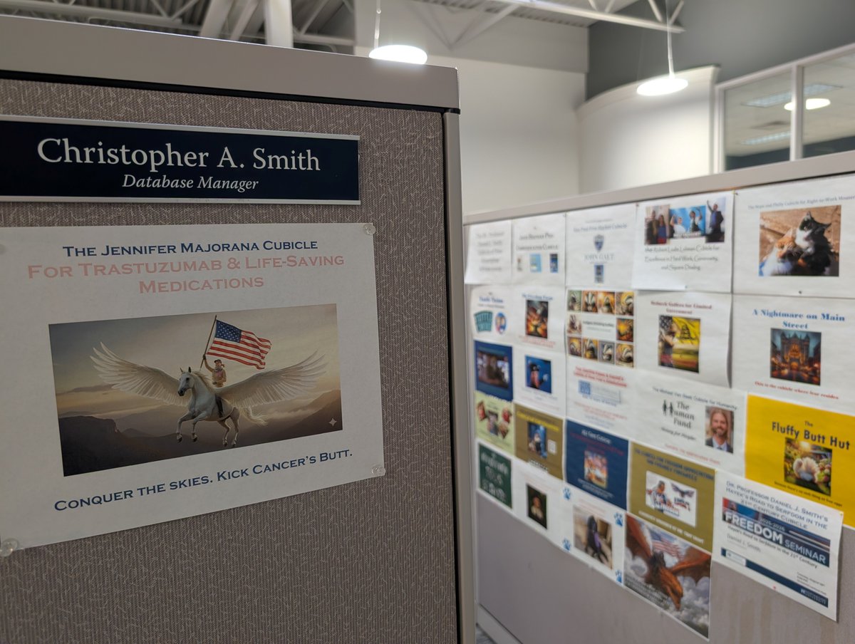 HeavyMetalBrew's tweet photo. To my dearest X friends, whom I hold in high regard - might I introduce you to The Jennifer Majorana Cubicle For Trastuzumab &amp; Life Saving Medications, right here at @MackinacCenter. https://t.co/KtigFqKC0S