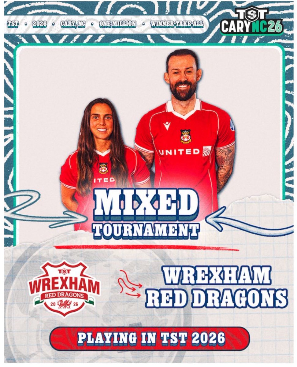 TST Mixed Tournament this summer!

Looks like Rosie Hughes &amp; Steven Fletcher are the headliners for Wrexham ⭐️ #WxmAFC