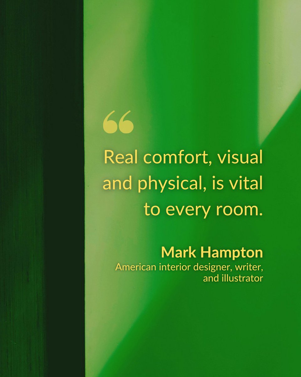 iamsonalihutson's tweet image. "Real comfort, visual and physical, is vital to every room."
― Mark Hampton 📖

#QuoteOfTheDay 💭 #ComfortInDesign #DesignMatters #InteriorInspo #ArchitecturalBeauty #StyleAndFunction