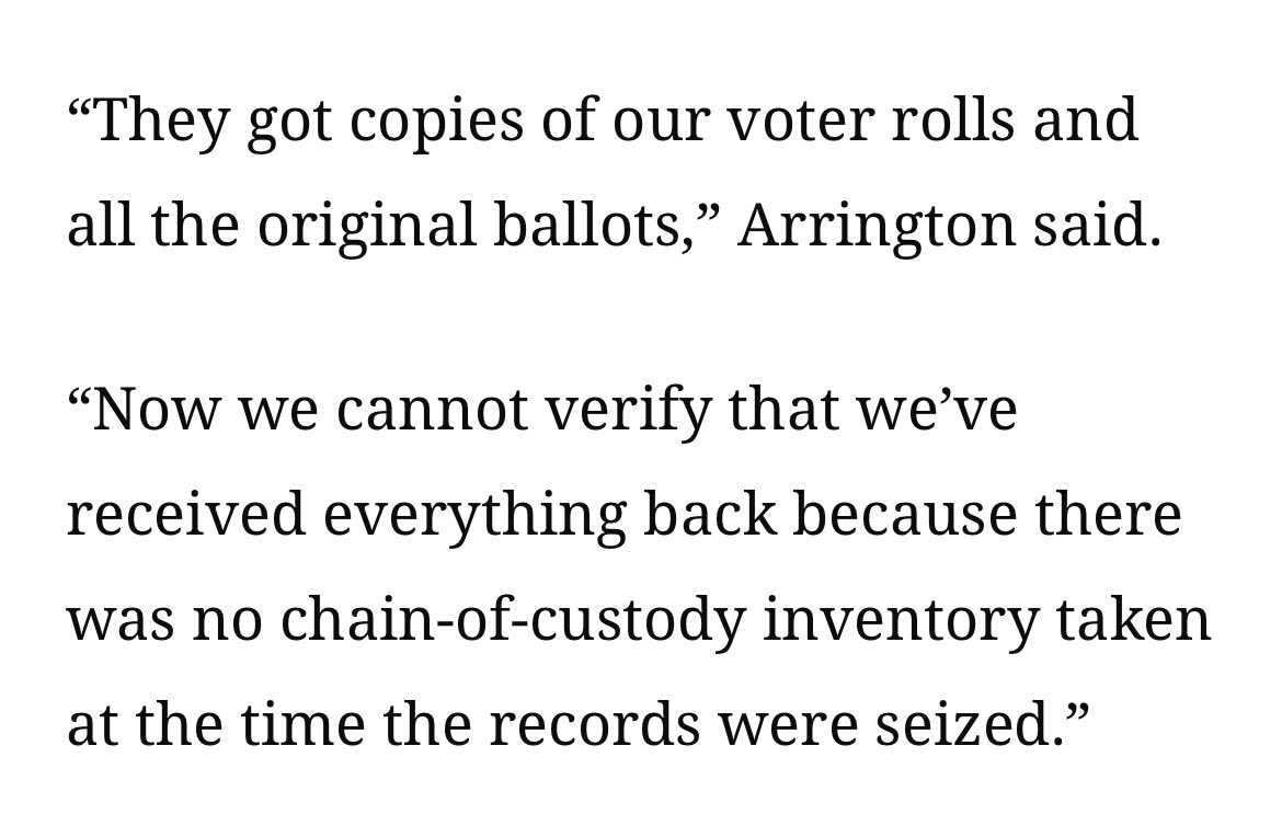 Fulton County is suddenly worried about “chain of custody,” when there is zero chain of custody for all its 315,000 early votes in 2020 where the machines seals were broken, “results” were printed out on different machines, and not signed or sworn to?

They’re terrified.