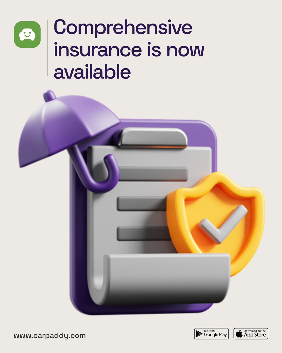 carpaddy's tweet photo. We launched Comprehensive Insurance so that you don’t leave anything to chance regarding your vehicle. Cover yourself &amp; other parties fully against accidents. Want to see what it covers and the cost? head to https://t.co/Gr1rVphc8u or check our app for more details https://t.co/8s1HLRaa60