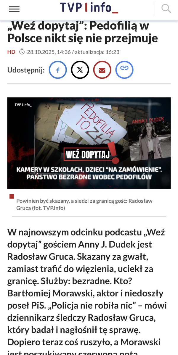 Gruca_Radoslaw's tweet image. Nie wiem, jak Wy, ale IMO PK Korneluk wyraźnie odstaje od twardego kursu.Zaniedbania w zakresie śledztw pedofilskich pokazały,że najwyższy czas sprawdzić przyczyny praktycznie zerowej aktywności polskich organów ścigania i służb.Aż za dobrze widziałem to przy ucieczce Morawskiego