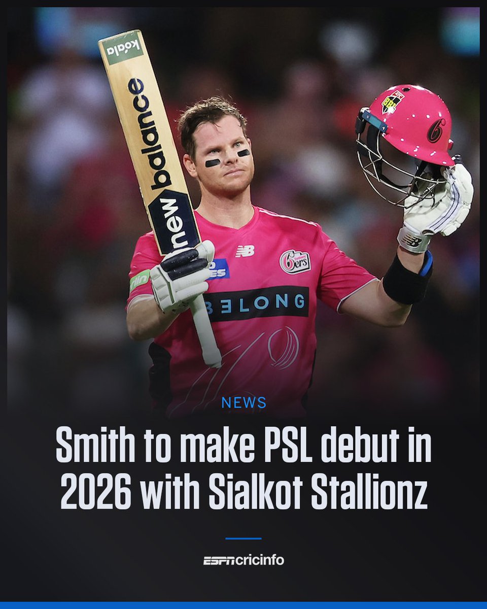 ESPNcricinfo's tweet photo. Steve Smith is set to play his first PSL! 

Read more 👉 https://t.co/4gnRXLqQuv https://t.co/TdP4VX5e56