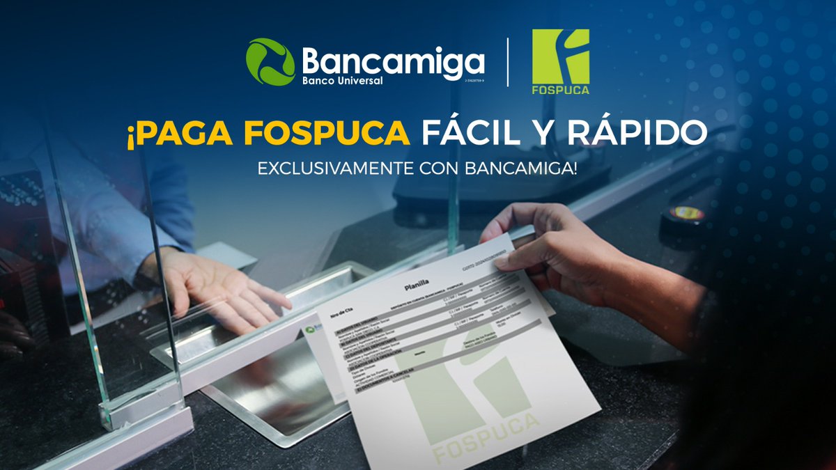 bancamiga's tweet photo. Paga Fospuca más fácil, práctico y de forma exclusiva con Bancamiga.
✅ Hazlo en nuestras taquillas en todas las agencias a nivel nacional o a través de Bancamiga en Línea.
#Bancamiga #PagoDeServicios #Fospuca #Agencias https://t.co/oDiXifLhfv
