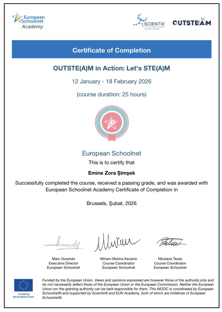 emineZoraSimsek's tweet photo. after another productive MOOC 🙂 @scientix_eu @ScientixTurkiye @STEM_Label @tcmeb https://t.co/Toczzdaxf9