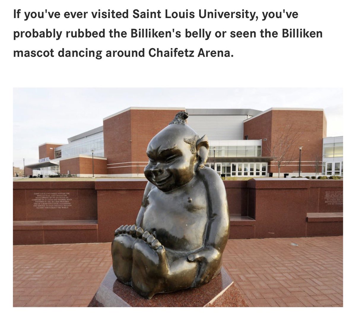 The Masonic Jesters mascot is a Billiken, dreamed up by an artist in