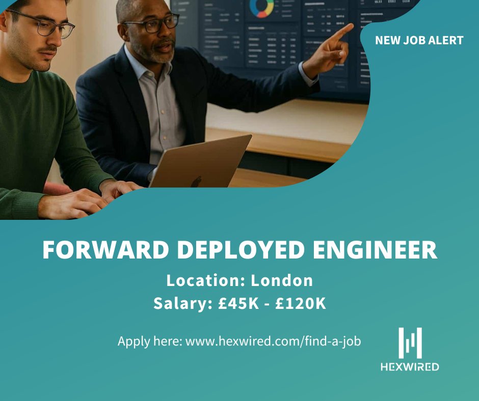 hexwired's tweet image. NEW JOB ALERT: Forward Deployed Engineer💥

Position details:

📛Forward Deployed Engineer
📌London
💷£45K - £120K

Apply here➡️ow.ly/xMoY50Y88t2

#HexwiredRecruitment #ForwardDeployedEngineer #TechJobsinLondon #JobPosting #TechHiring #JobVacancy #TechRecruitmentAgency