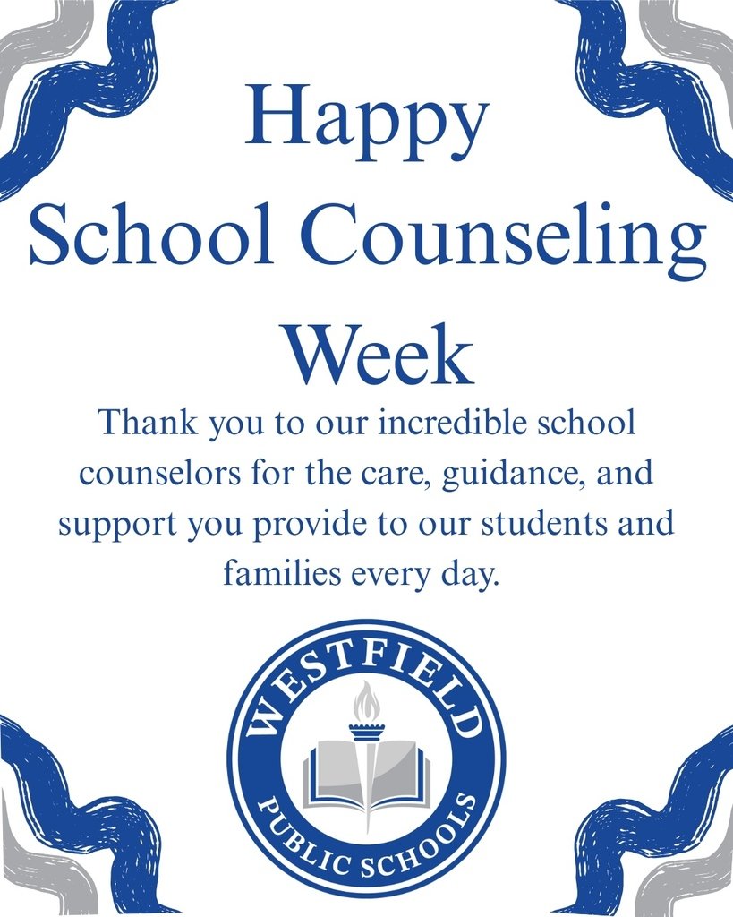 WestfieldNJK12's tweet photo. Happy School Counseling Week!  Westfield Public Schools celebrates our amazing school counselors who support our students’ academic, social-emotional, and personal growth. https://t.co/FWhnHAp3Fm