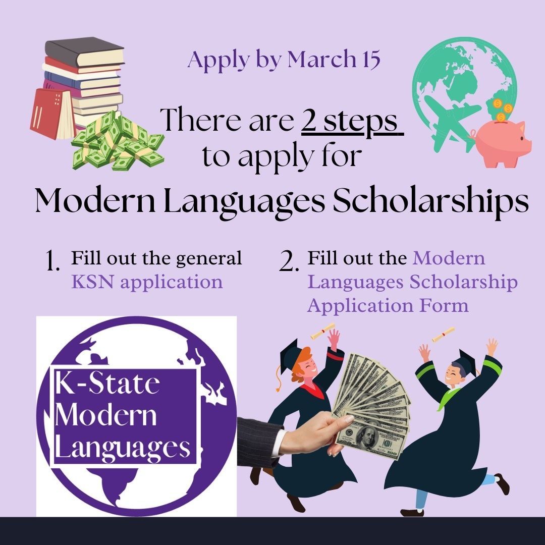 Spanish Majors &amp; Minors are eligible for $50-60,000 of scholarships each year, thanks to our generous donors and language-specific scholarships. Apply by March 15... you MUST complete BOTH the MLANG and KSN applications, linked on our Scholarships page: k-state.edu/languages/stud…