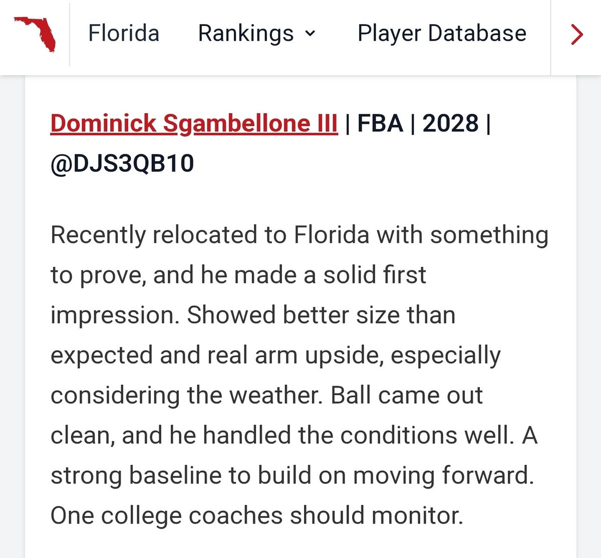 Dominick Sgambellone III 2028 QB tweet media