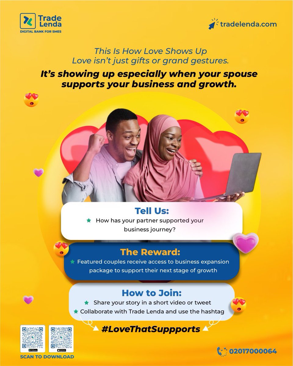 TradeLenda's tweet photo. Tell us how love has shown up in your business journey and let’s celebrate growth, together.
#GrowingTogether #SupportSystem #PowerCouples #LoveAndGrowth
#LoveThatSupports https://t.co/LFisKS9U9O