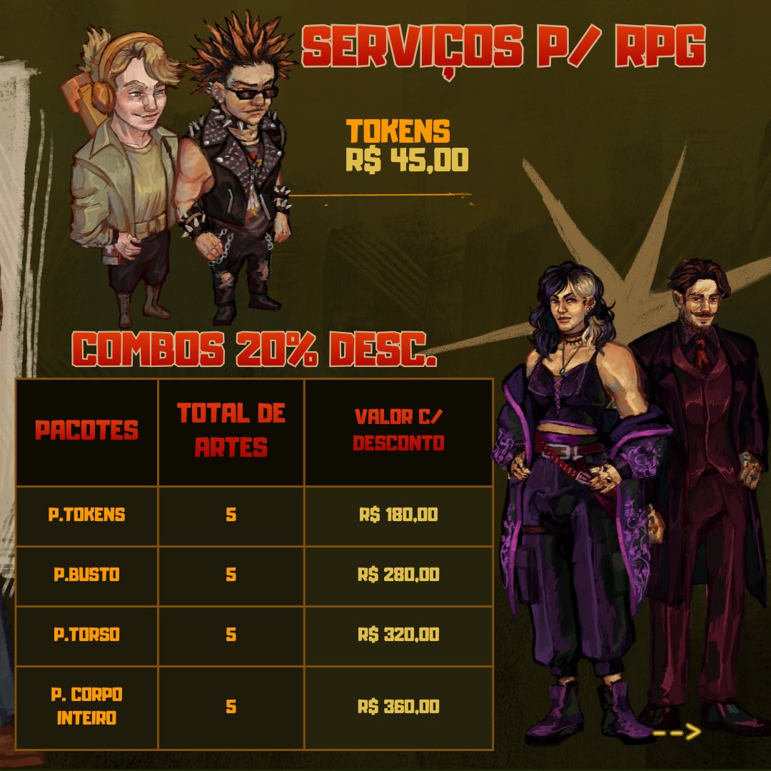 Saaddy61's tweet photo. ⚠ COMISSÕES ABERTAS!!  (1/2)

- Faço encomendas para RPG (Tokens; Artes de apresentação e Banners) 

- Mais informações no tweet abaixo e caso interessado por favor chamar na DM!! :)

#Commissionopen #aop #rpg https://t.co/DypQRp6BO1