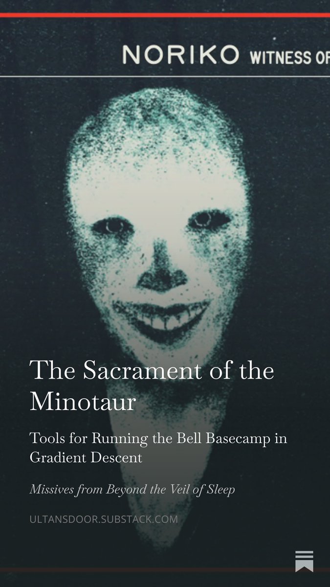 benlaurence1's tweet photo. What is the Sacrament of the Minotaur? Why is it so traumatic? How does it restore our humanity? Who doesn't love a good random table? This installment of my newsletter shows how I'm running the Bell from Gradient Descent. More to come! Link 👇#Mothership #GradientDescent https://t.co/pKnjRg75eR