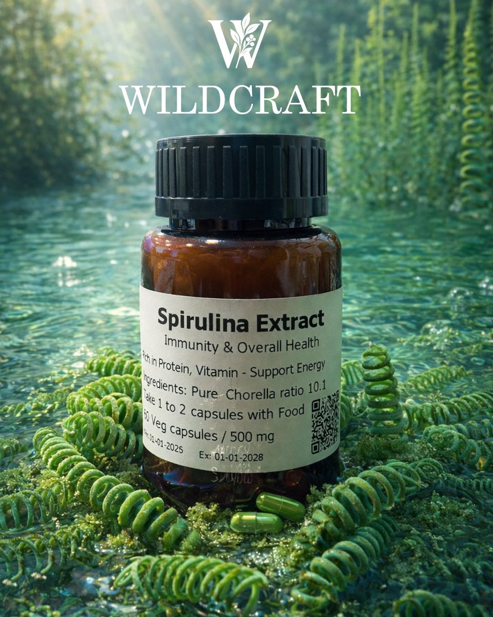 Nature’s green power.
Spirulina to support energy, immunity, and everyday balance.
Spirulina is a nutrient-dense algae containing B-complex vitamins (B1, B2, B3), iron, magnesium, iodine, and plant protein, traditionally used to support overall health.
#SpirulinaBenefits