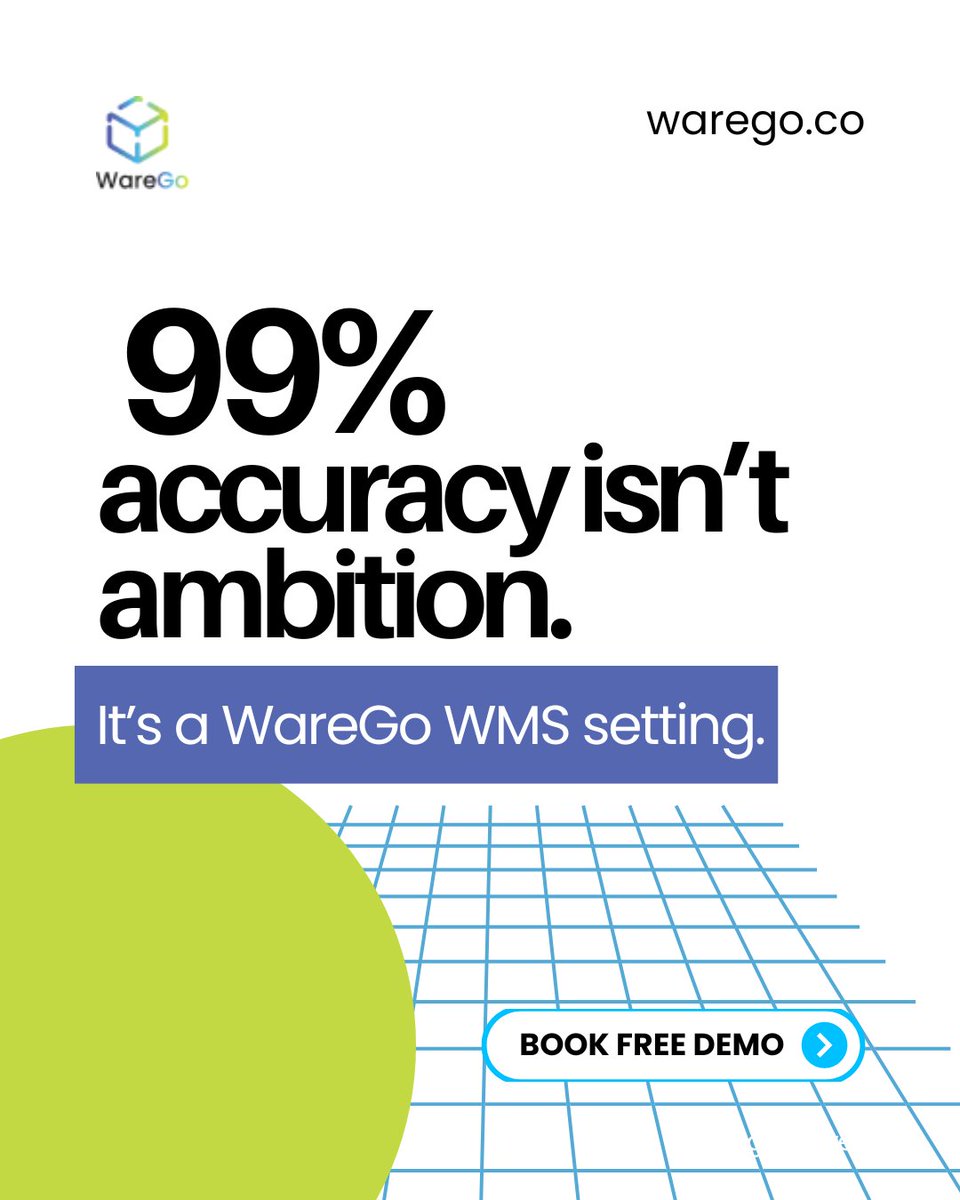 WareGoGlobal's tweet image. When inventory errors cost you revenue, 99% accuracy isn’t “nice to have.”

It’s non-negotiable. WareGo WMS makes it standard.

Book free Demo - warego.co

#WareGo #WMS #WarehouseManagement #SupplyChainTech #LogisticsTech #InventoryAccuracy #WarehouseAutomation
