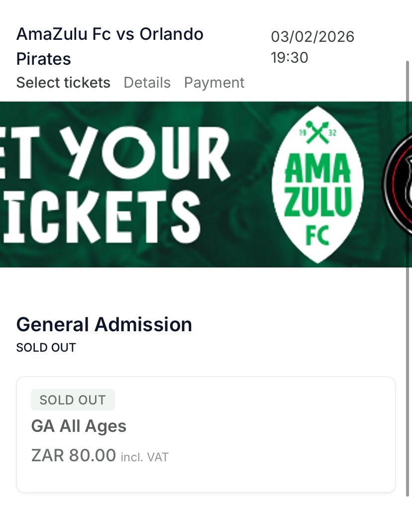 All 55,500 seats at Moses Mabhida Stadium are sold out for tonight’s midweek game #WaduBall 🏴‍☠️