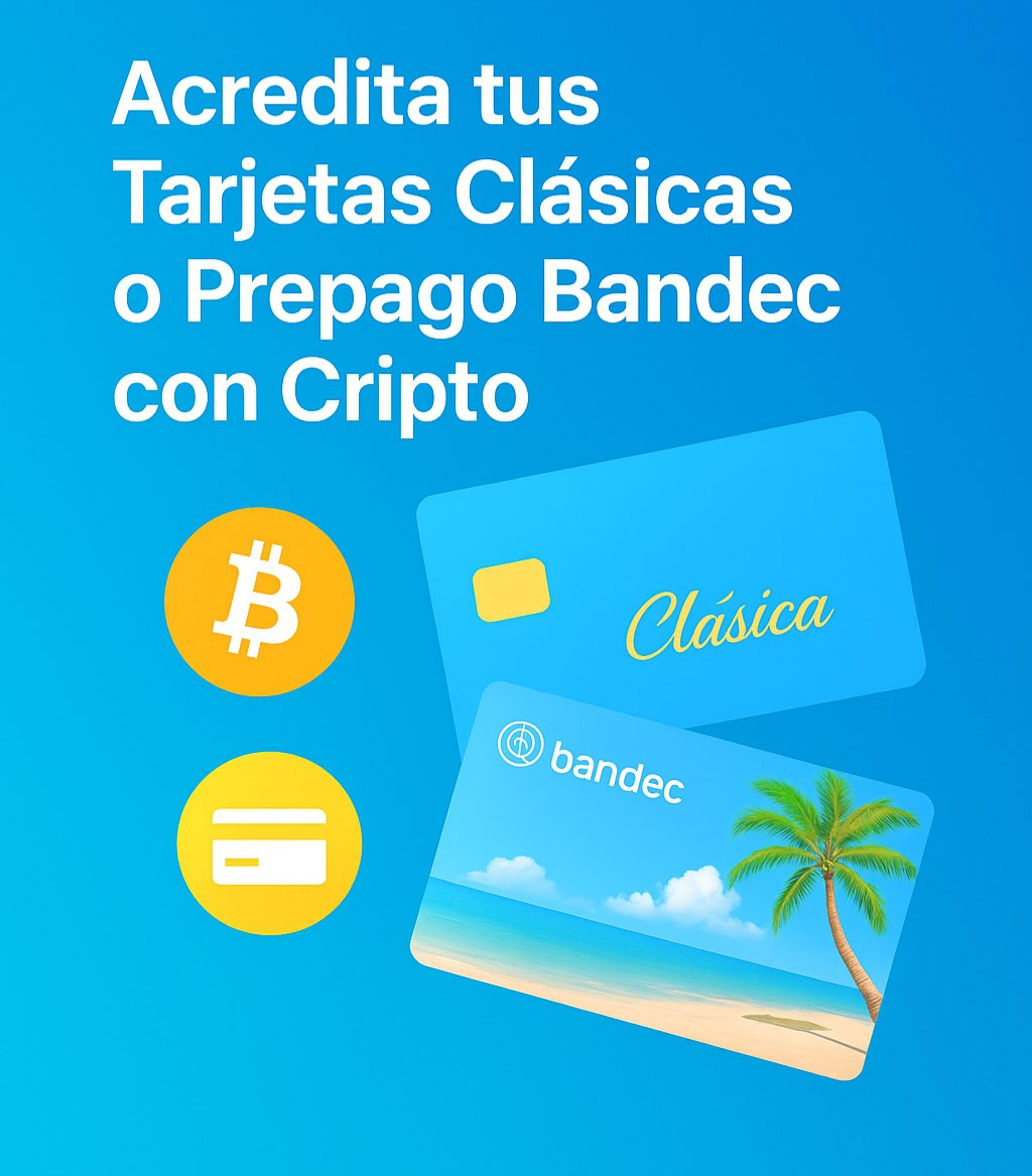 💳 Acredita tus Tarjetas Clásicas o Prepago BANDEC con Cripto

💰En QvaStores puedes cambiar de manera fácil y rápida tus Criptomonedas a USD en Tarjetas Clásicas o Prepago Bandec

💱 Puedes ver nuestra tasa de conversión desde qvastores.com/taxes