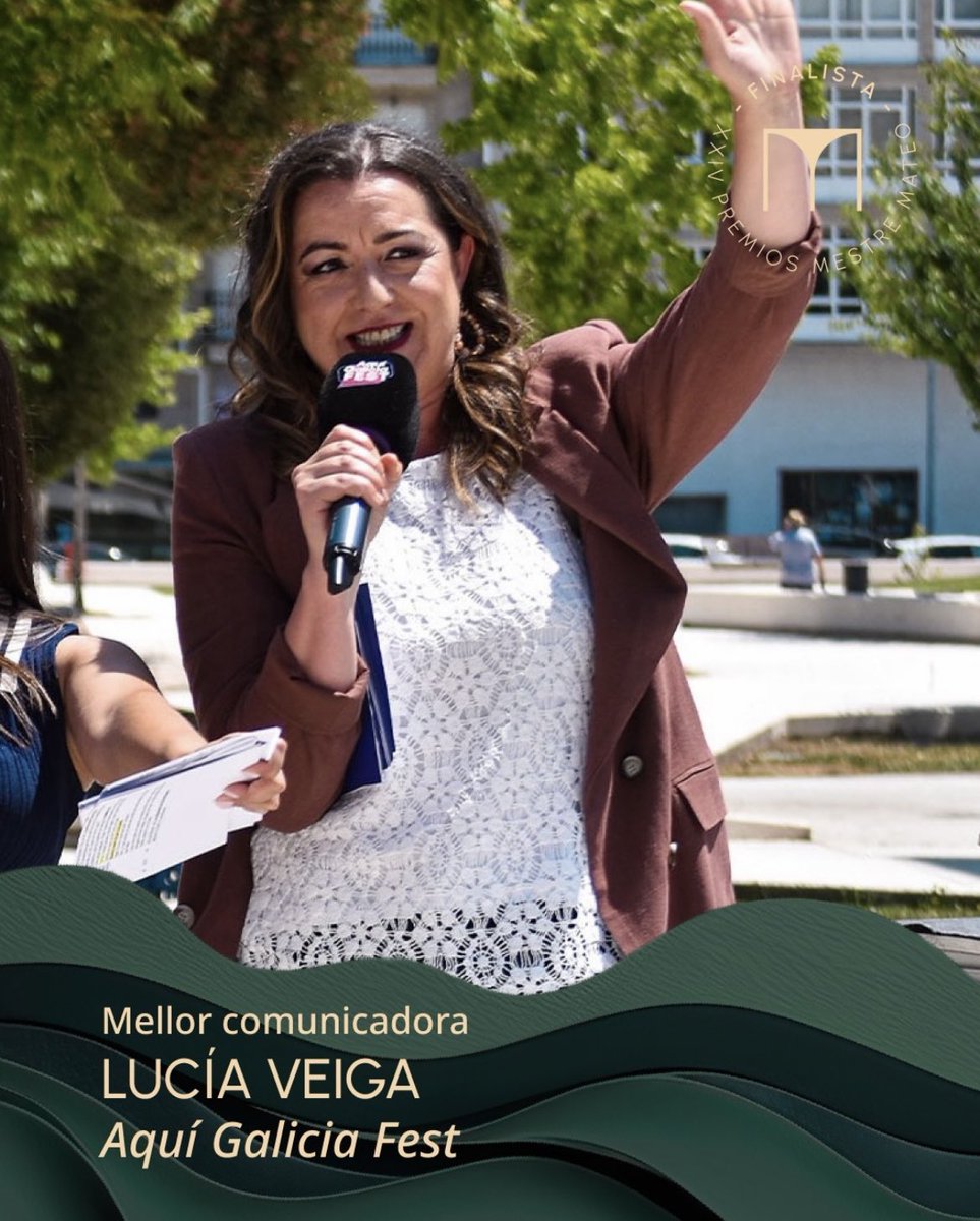 Doble nominación para Lucía Veiga en los #PremiosMestreMateo de la <a href="/AcademiaGalegaA/">Academia Galega do Audiovisual</a> Una por su papel de Emilia Pardo Bazán en ‘Mi ilustrísimo amigo’ y la otra a mejor comunicadora en Aquí Galicia Fest de <a href="/TVGalicia/">TVG</a> 

¡Enhorabuena, Lucía! 👏
