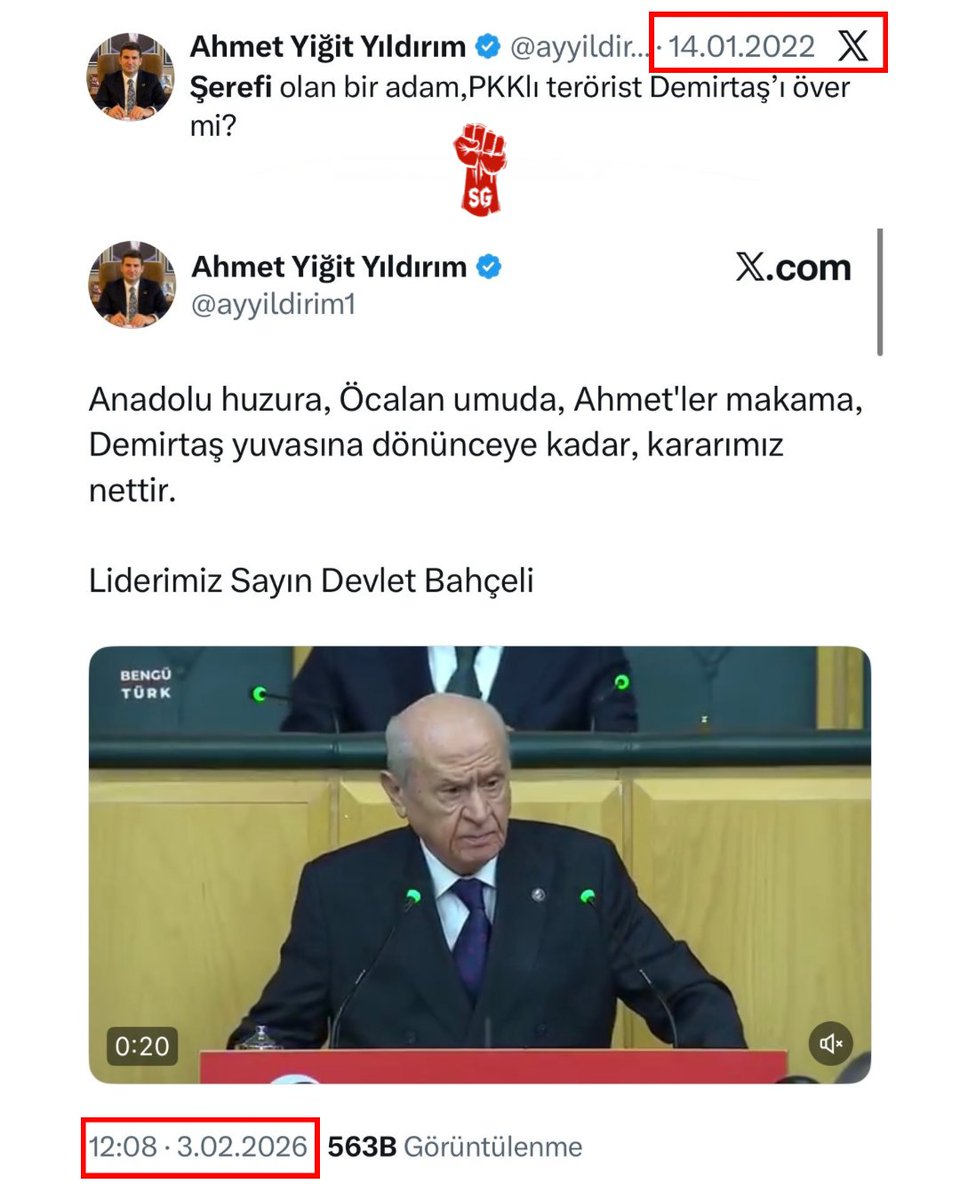 Ülkü Ocakları Genel Başkanı Ahmet Yiğit Yıldırım’ın 4 yıl arayla yaptığı iki farklı paylaşım: