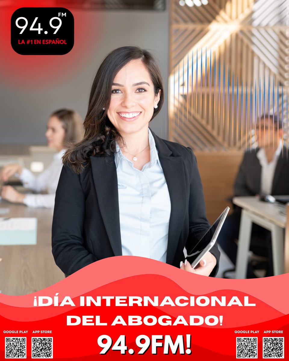 Hoy, en el Día Internacional del Abogado, reconocemos la labor de quienes defienden derechos, orientan con criterio y contribuyen a construir una sociedad más justa. ⚖️✨

Desde 94.9 FM, nuestro saludo y agradecimiento a todos los abogados y abogadas.
#DíaInternacionalDelAbogado