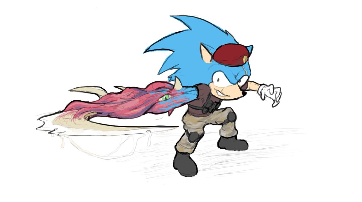 Rodimieu's tweet photo. Sonic+Krauser   

I was sketching on Sunday and I found this one quite interesting.

#ResidentEvil4Remake #SonicTheHedgehog https://t.co/UOrfjawWit