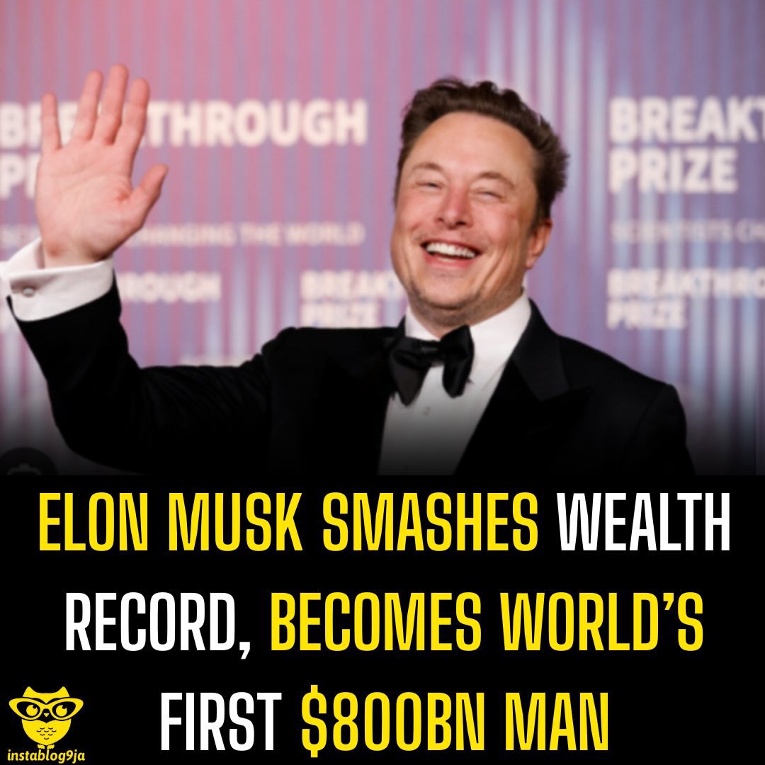 instablog9ja's tweet image. Elon Musk Smashes Wealth Record, Becomes World’s First $800bn Man

Elon Musk has become the first person in history worth more than $800 billion after his rocket company, SpaceX, acquired his artificial intelligence and social media firm, xAI.

According to Forbes, the deal…