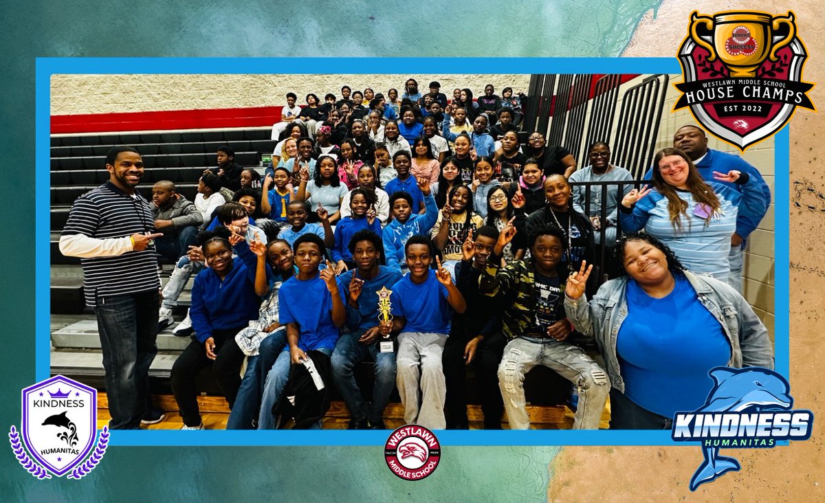 WestlawnTCS's tweet photo. Congrat to the Dolphins of the House of Kindness (6th Grade Pod 2) for taking home the Jan. '26 House Cup with an impressive 2,725 points! 🏆🎉
#FalconPride #WeAreWestlawn #WestlawnTCS #WestlawnExplores #MiddleSchoolMatters #SchoolofCharacter
@TCSBoardofEd
@CharacterDotOrg https://t.co/zDYhmEZPGf