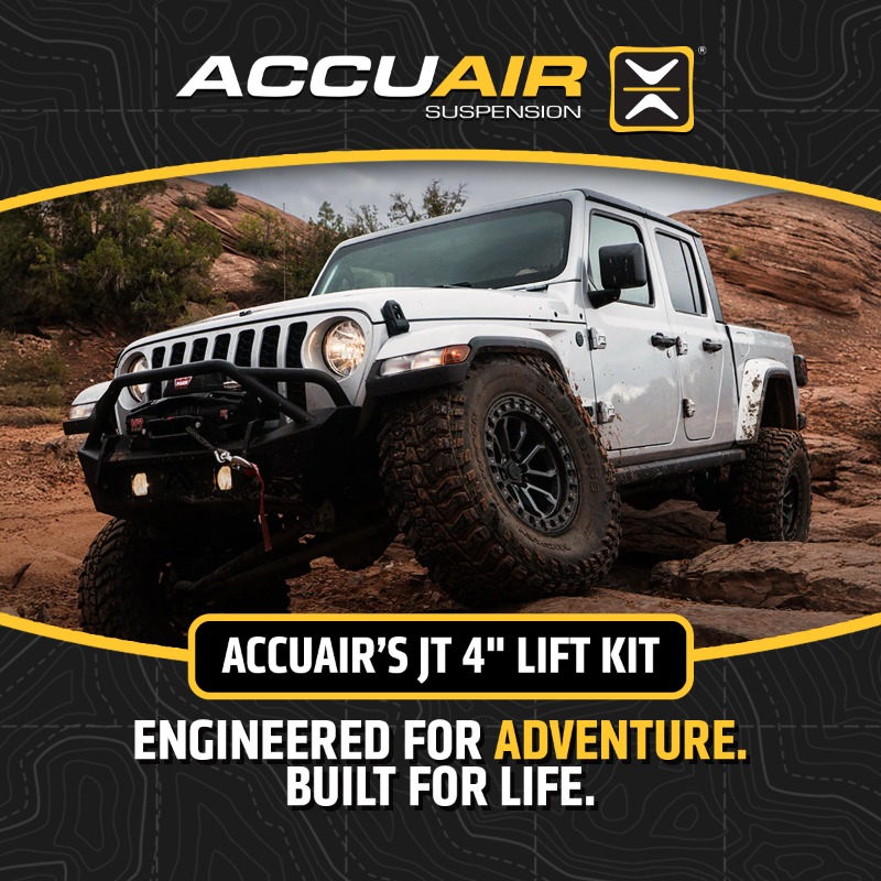 AccuAir's tweet photo. Lift. Crawl. Conquer.

Push a button, raise your Jeep Wrangler or Gladiator, and dominate every off-road trail. Perfect for rock crawling, mudding, and overland adventures.