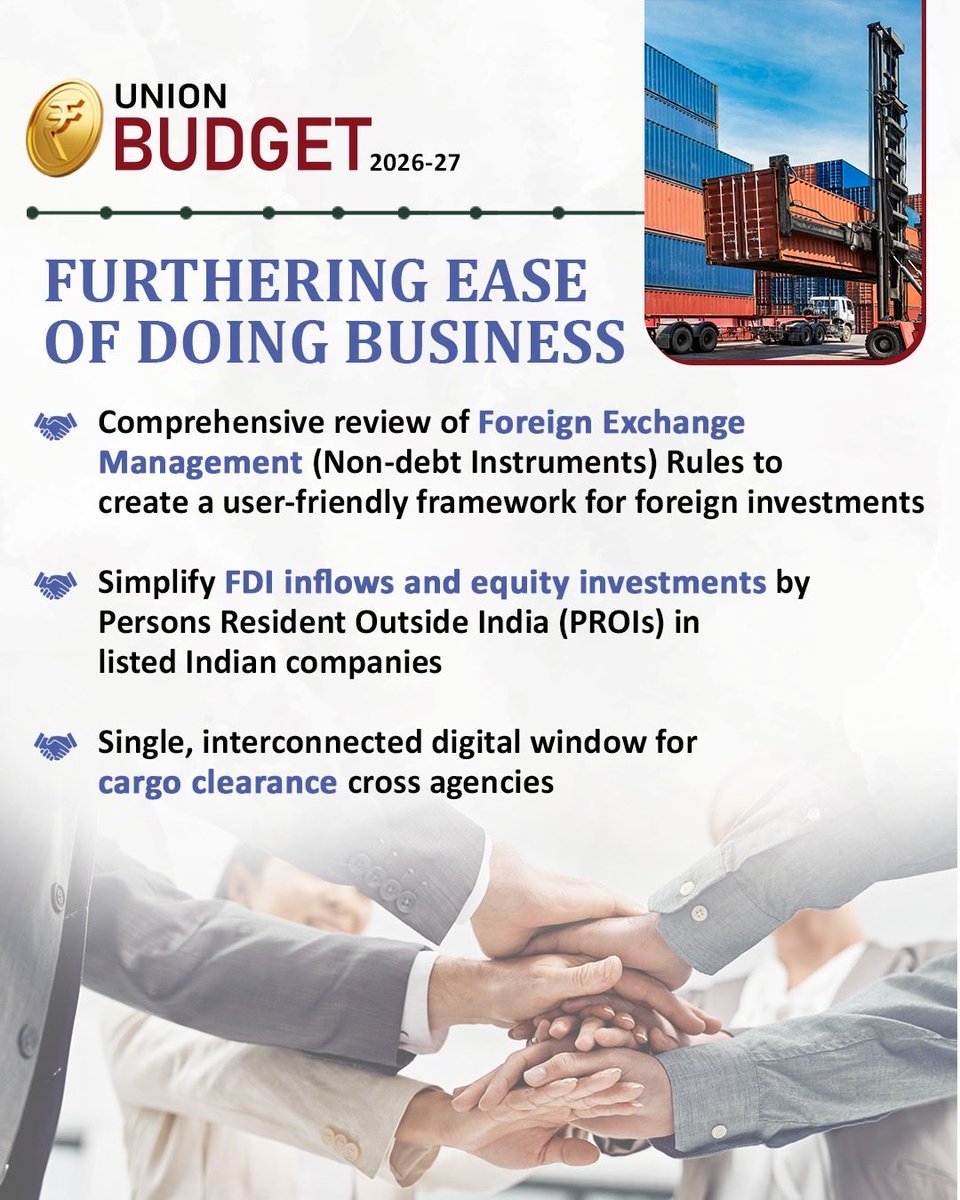 IndEmbMexico's tweet photo. 🇮🇳Forward-looking &amp; Engaging
India’s Budget 2026–27

A roadmap that opens new avenues for collaboration, innovation, and investment worldwide.
Partner with India as it accelerates toward a future of inclusive growth.

Join India’s growth story! https://t.co/Id2anAbBzY