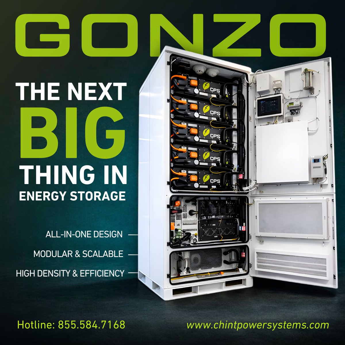 CPSAmericas's tweet photo. Our “Gonzo” 62.5/125kW, 261kWh system is the "Next Big Thing" in Commercial Energy Storage. Built for resilience, safety, and performance at scale with industry-leading energy density, advanced fire protection, and high cycle efficiency.
Contact us at 855.584.7168 to learn more! https://t.co/gbSp1O6UTR