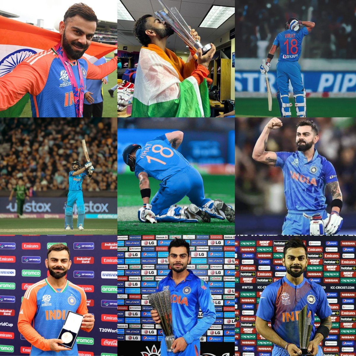 A Few Records by 𝗩𝗶𝗿𝗮𝘁 𝗞𝗼𝗵𝗹𝗶 in T20WC

- Most Runs (1292)
- Highest Average (58.72)
- Most 50s (15)
- Most P.O.M (8)
- Most P.O.T (2)
- Most Top Scores (14)
- Most 50s While Chasing (7)
- Highest Average While Chasing (135.50)
- Most Runs in Wins (960)
- Most Runs in