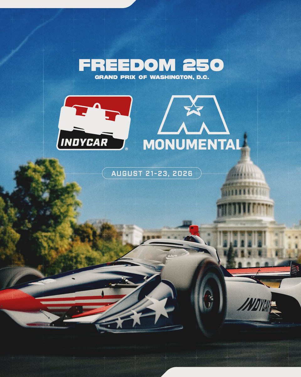 MSE's tweet image. Today, Monumental Sports and @IndyCar have announced a partnership to promote this summer’s historic @Freedom250GP, coming to Washington, D.C. August 21–23 as part of America’s 250th birthday celebration.

📰: monumentalsports.com/250-GP