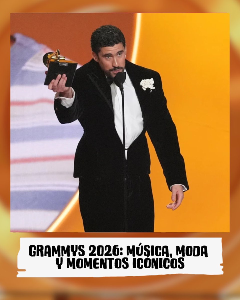 soniderafm's tweet photo. 🎶🏆 GRAMMYs 2026: música, historia y moda

🇦🇷Catriel &amp; Paco Amoroso ganaron Mejor Álbum Alternativo Latino.

🌍 Bad Bunny hizo historia: ganó Álbum del Año, el primero en español en lograrlo. https://t.co/tgkOkah7Me