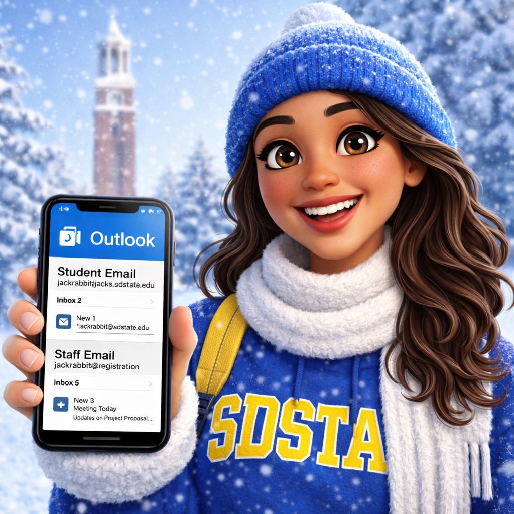 📧 Have both a student and employee email? You can add both to the Outlook app to manage everything in one place!
 
Use Microsoft Outlook (our official email app) and follow the steps here:
🔗  help.sdstate.edu/TDClient/2744/…
 
#SDState #TechTip #Outlook