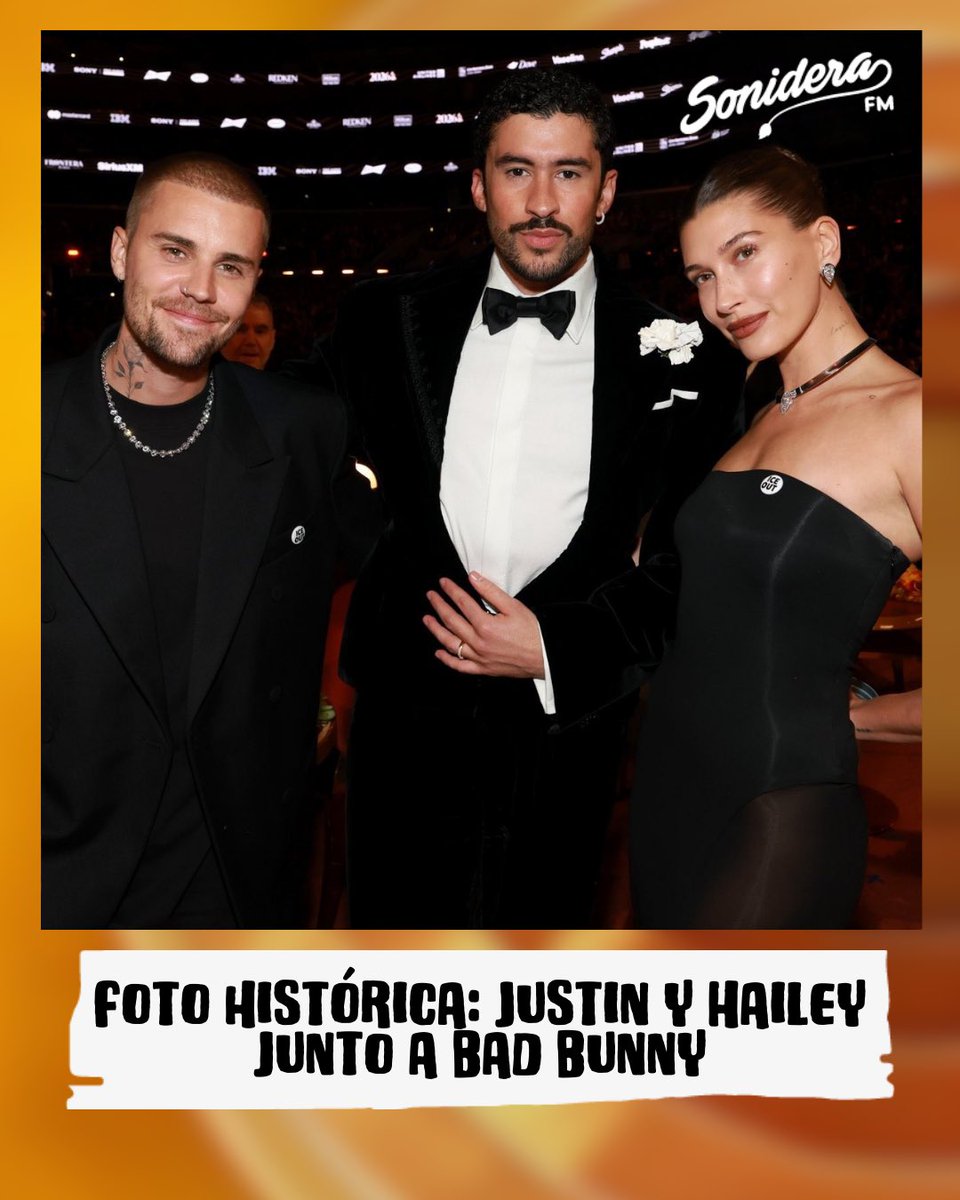 soniderafm's tweet photo. 👗 La alfombra roja también brilló: Miley Cyrus, Karol G bien tropicoqueta, Nicki Nicole representando a Rosario, Rauw Alejandro elegante y la foto icónica de Justin &amp; Hailey junto a Bad Bunny 😎📸 https://t.co/6tq2eYYmEP
