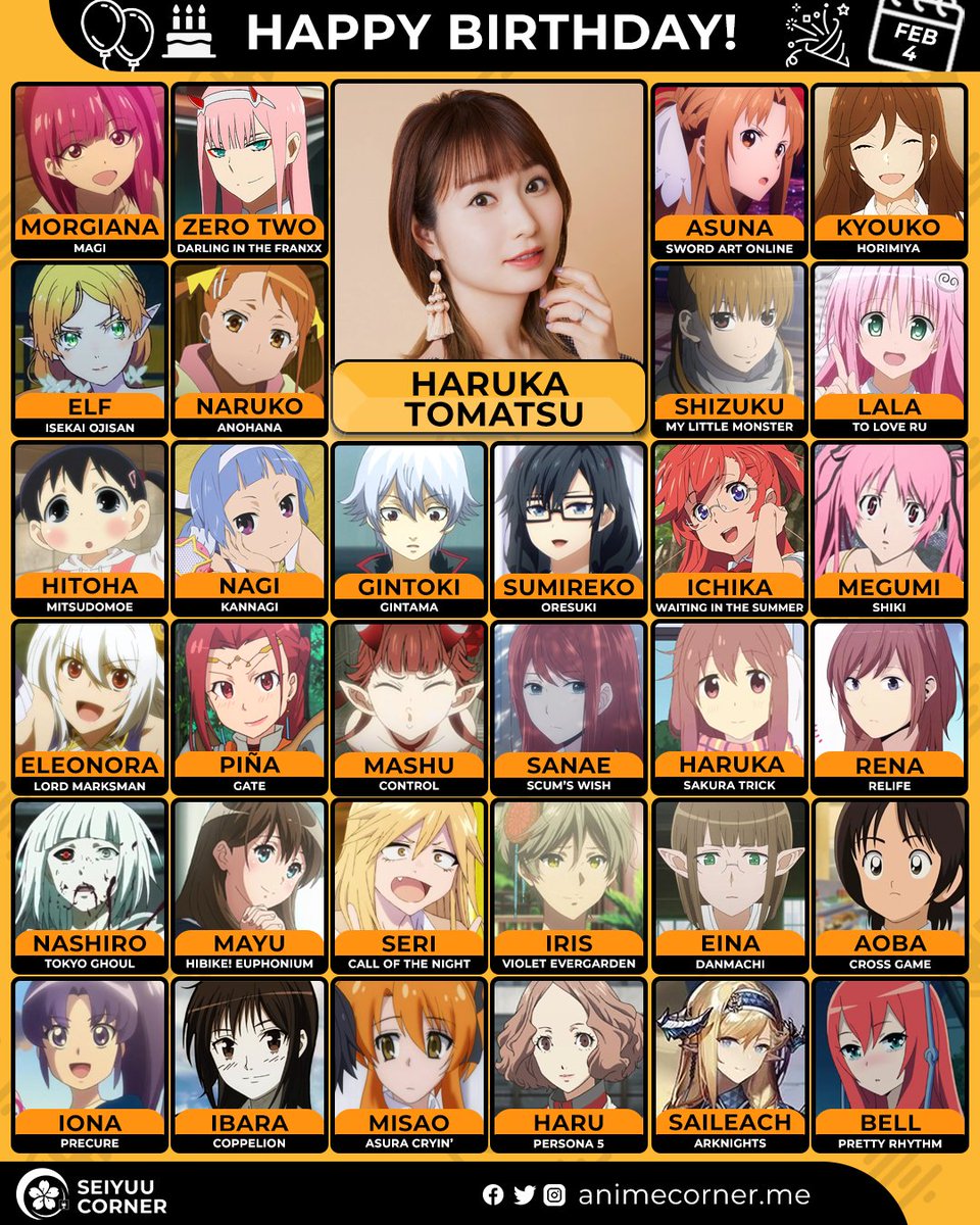 seiyuucorner's tweet photo. Happy birthday Haruka Tomatsu! 🎉 

#HarukaTomatsu #戸松遥 #戸松遥生誕祭2026 https://t.co/D3LZBkEiQ2