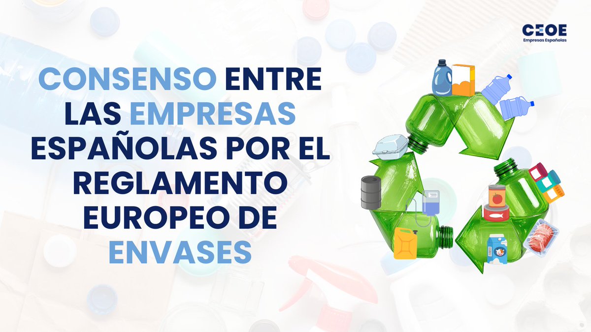CEOE_ES's tweet image. 🔛CEOE ha logrado el consenso de las #empresas de toda la cadena de valor afectadas por la entrada en vigor del Reglamento europeo de #envases

➕1 millón de compañías han participado

Te contamos más➡ceoe.es/es/ceoe-news/s…