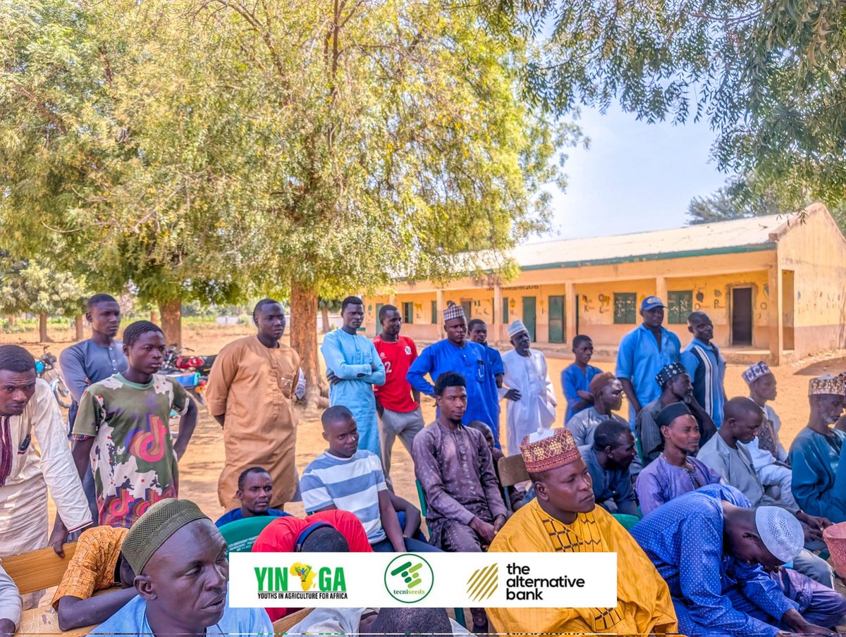 YINAGA_Africa's tweet photo. 93 young farmers men and women were trained on adopting improved seeds to boost productivity across the state

The launch also introduced ISOP (Improved Seeds Outgrower Program), with YINAGA and partners supplying inputs to 40 eligible farmers this dry season.
#YINAGA https://t.co/mNLbZ8IQCQ
