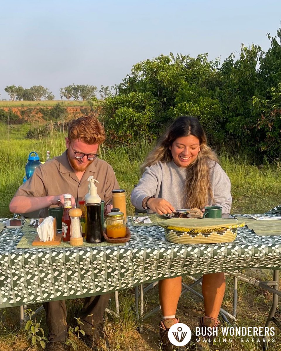 Guests enjoying bush breakfast in the heart of Murchison Falls National Park. #bushwonderers #bushbreakfast #safarivibes #VisitUganda #walkingsafari