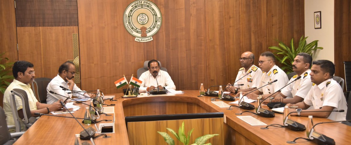 IN_HQENC's tweet photo. 🇮🇳 Vice Admiral Susheel Menon, Chief of Staff, HQ Eastern Naval Command, called on Shri K. Vijayanand, IAS, Chief Secretary, Govt. of #AndhraPradesh at #Vijayawada, on 02 Feb 26. 
✨Discussions focused on key activities of the upcoming International Fleet Review, MILAN and IONS at #Visakhapatnam (15–25 Feb 26). 
🤝The Chief Secretary assured to provide all necessary support for the successful conduct of these major #maritime events. 
#IndianNavy #IFR2026_India #MILAN2026