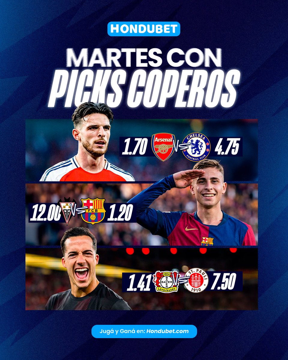 ⚽️🔥 Martes de picks coperos en Hondubet.
Las cuotas ya están servidas… ahora te toca elegir tu jugada y cobrar. 💸

👉 Jugá hoy en Hondubet.com y que ruede el billete.

#Hondubet #PicksCoperos #FútbolEuropeo #ApostáConLosQueSaben #MartesDeFútbol