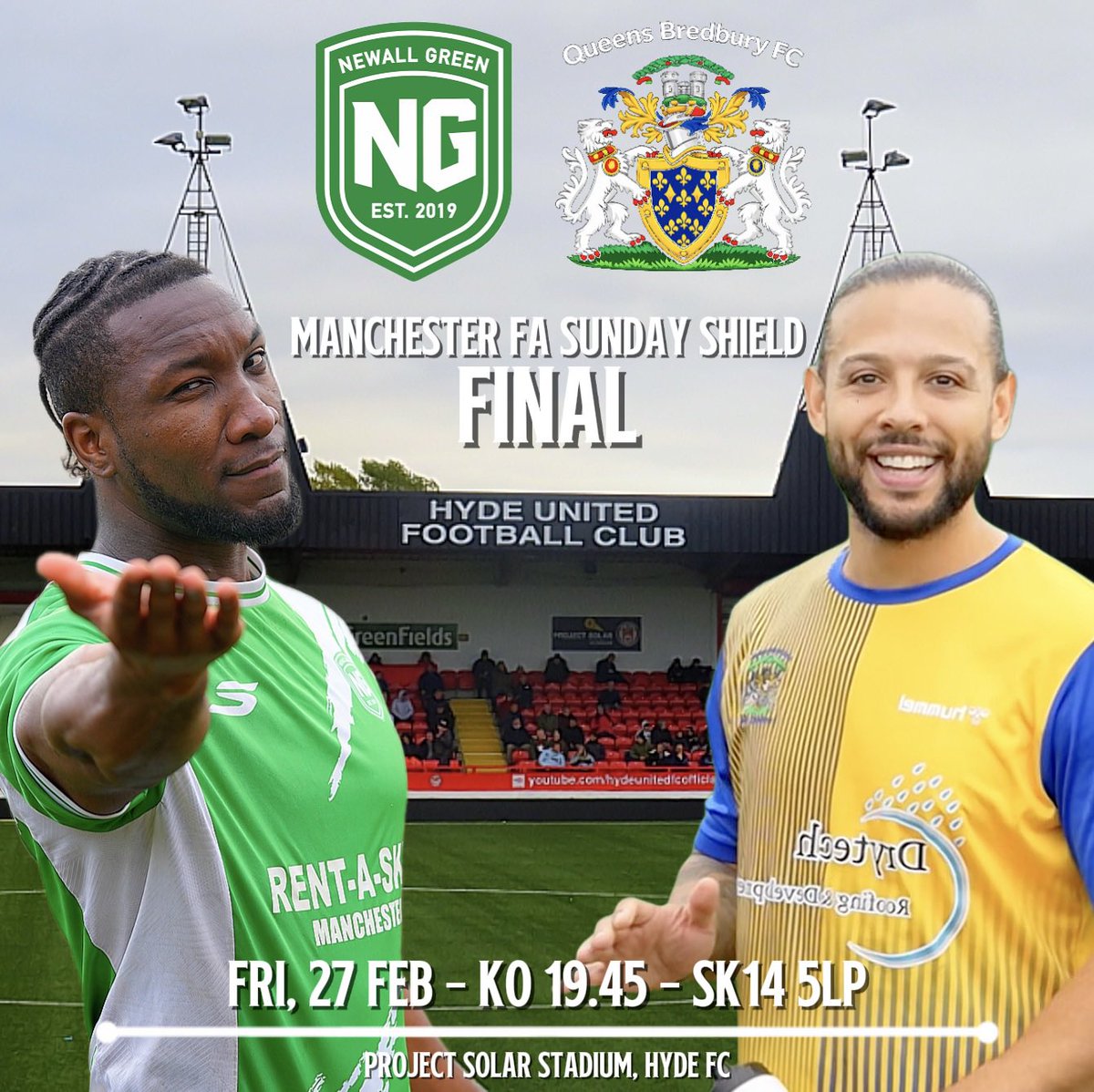 The two best teams in Manchester.
The best competition the city has to offer.
Newall Green 🆚 Queen’s Bredbury
Manchester Sunday Shield Final 🏆
Capacity will be through the roof — be there🔥