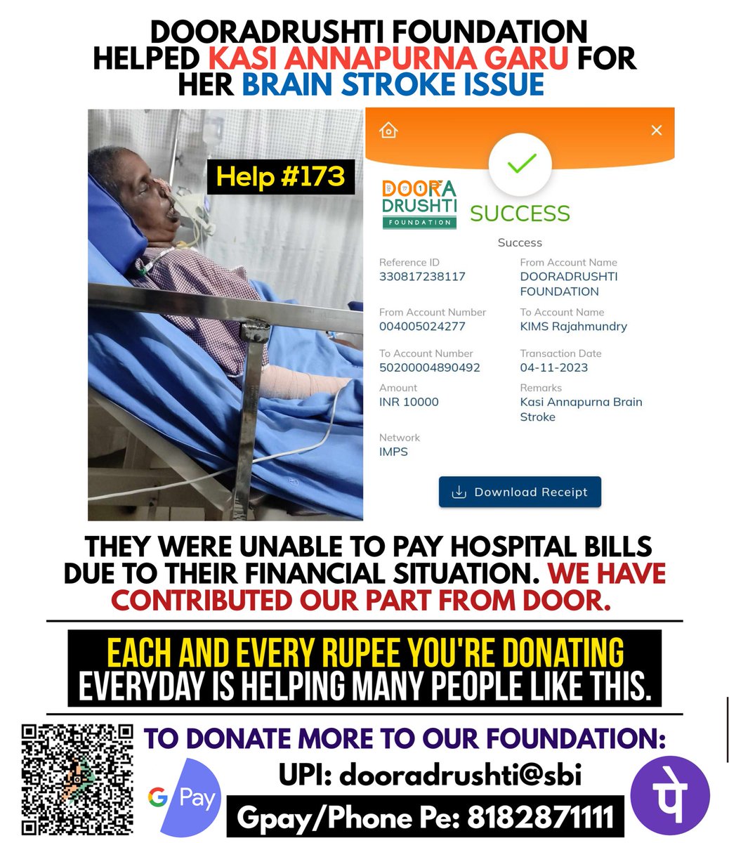 Help #173 post from <a href="/dooradrushti/">Dooradrushti Foundation</a> ❤️🤝

Spread our initiative of <a href="/DonateOnlyRupee/">Donate Only One Rupee</a> to more people and help us in helping more needy ones 😊 #Door_Helps #DonateOnlyOneRupee