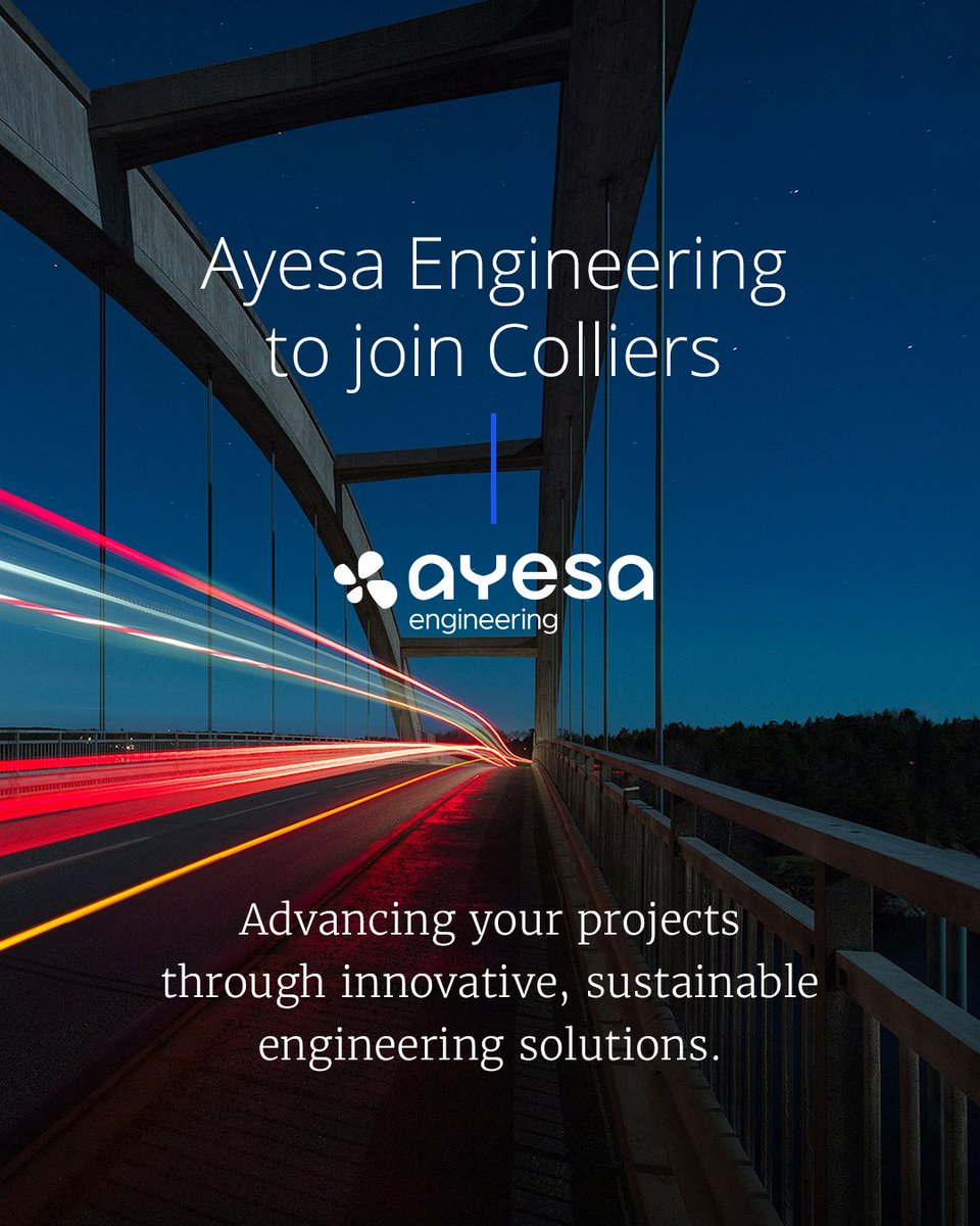 AyesaEngUKIE's tweet photo. We’re growing our global engineering capabilities and opportunities for projects and people! Ayesa Engineering is entering a new chapter, joining @Colliers to scale our engineering impact across infrastructure, water, energy, sustainability, and cities. https://t.co/ZQUmJO4Nt4 https://t.co/AO12roIWra